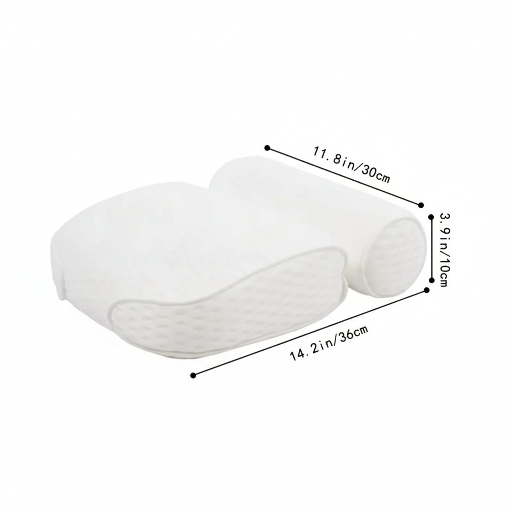 Bath Pillow Ergonomic Neck & Shoulder Breathable 4D Mesh