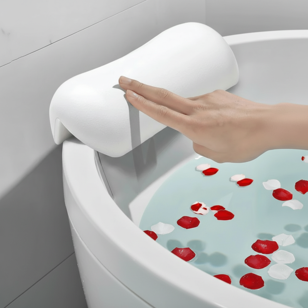 Bath Pillow Ergonomic Neck Support Non-Slip & Water-Repellent Foam