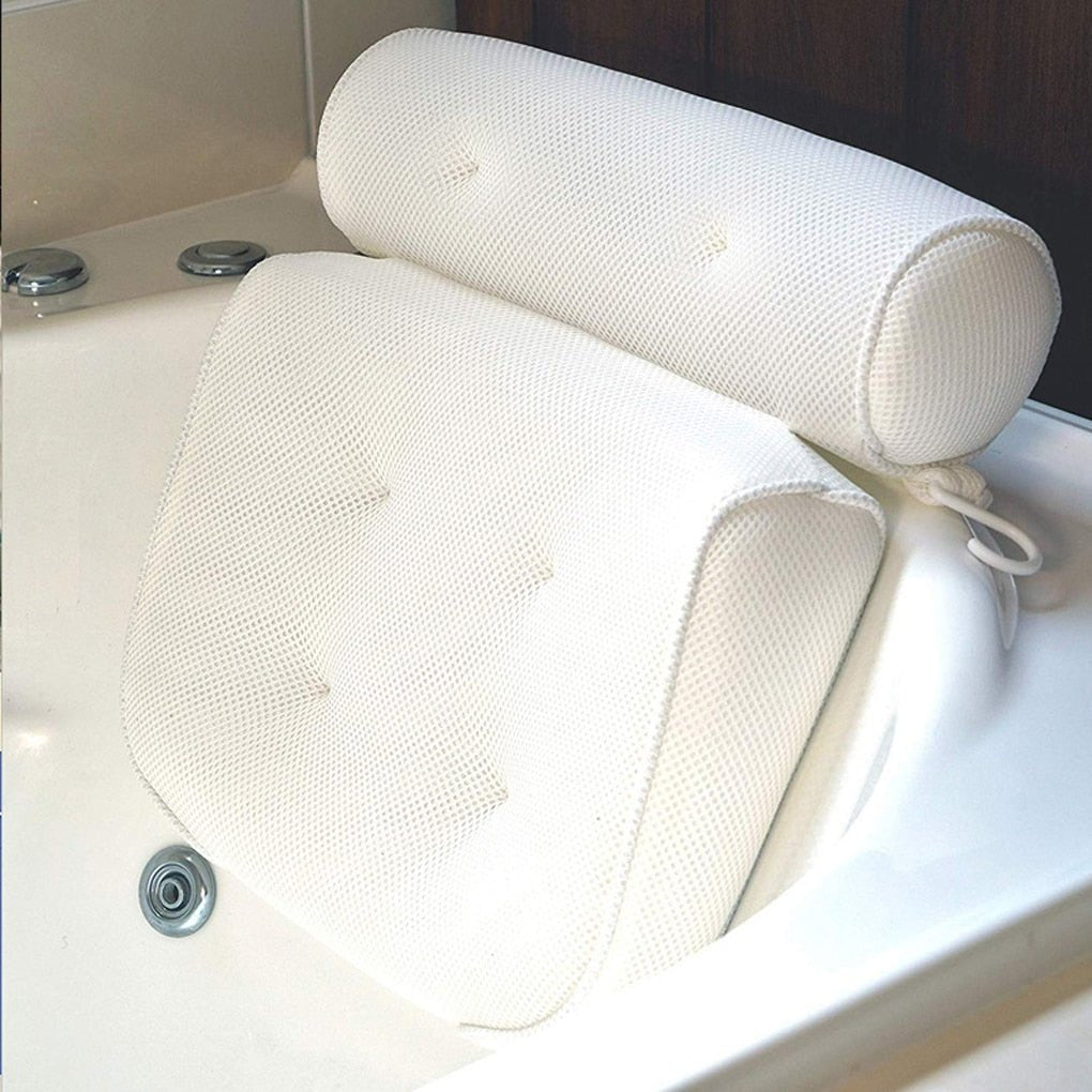Bath Pillow Ergonomic Neck Support Quick-Dry 3D Mesh