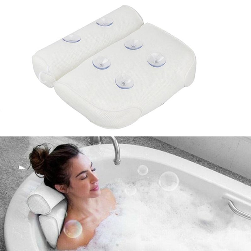 Bath Pillow Ergonomic Neck Support Quick-Dry 3D Mesh