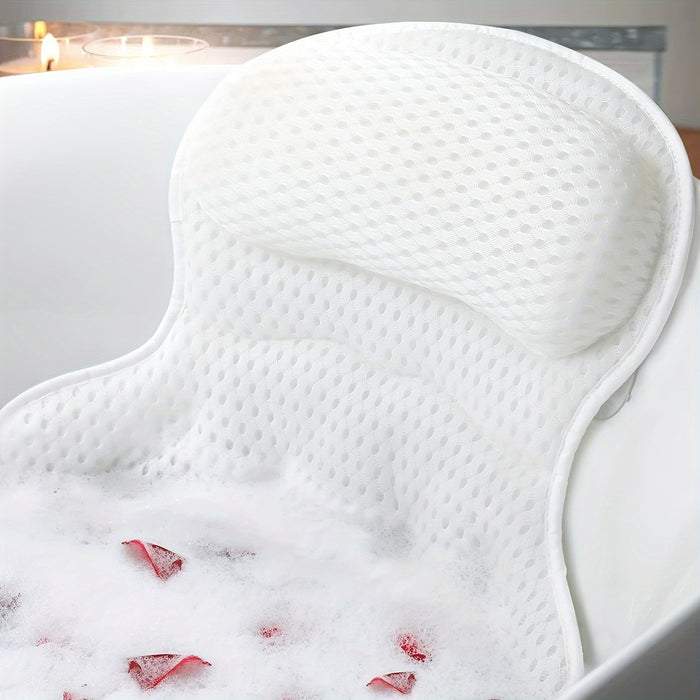 Bath Pillow Ergonomic Neck Support Quick-Dry Mesh Suction Cups