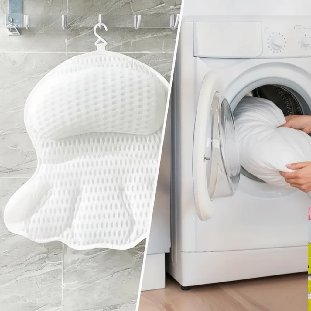 Bath Pillow Ergonomic Neck Support Quick-Dry Mesh Suction Cups