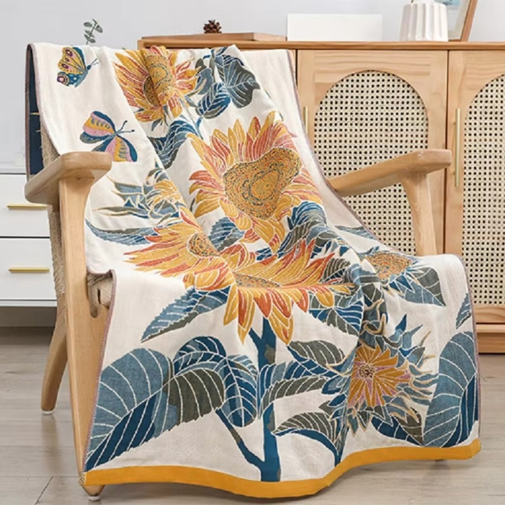 Bath Towel 100% Cotton Sunflower Jacquard Quick-Drying