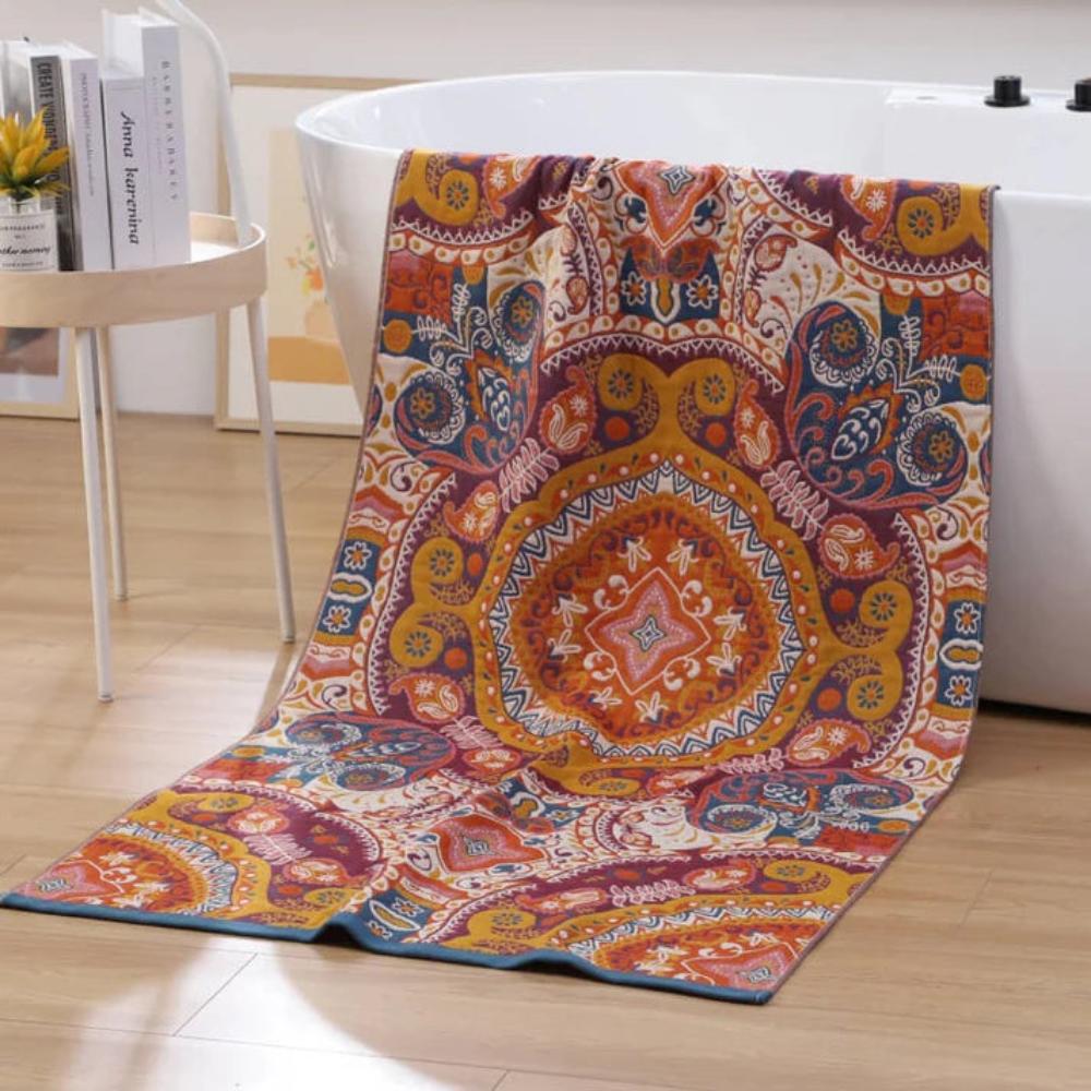 Bath Towel 100% Cotton Vintage Boho Pattern