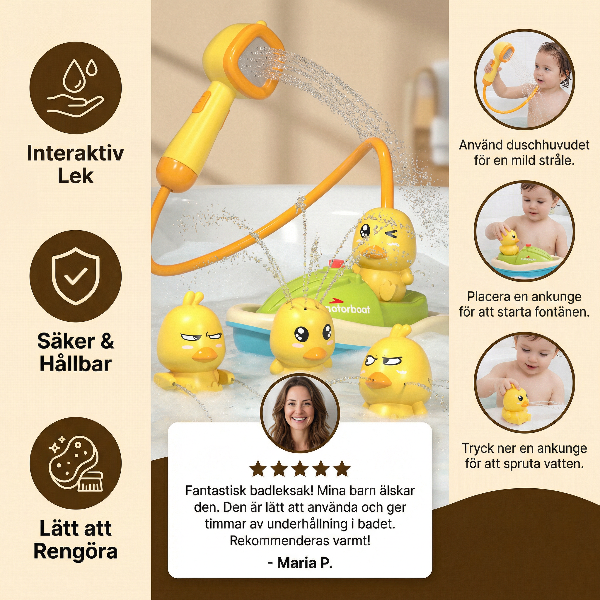 Bath Toy Boat Motorized Shower & Squirting Ducks