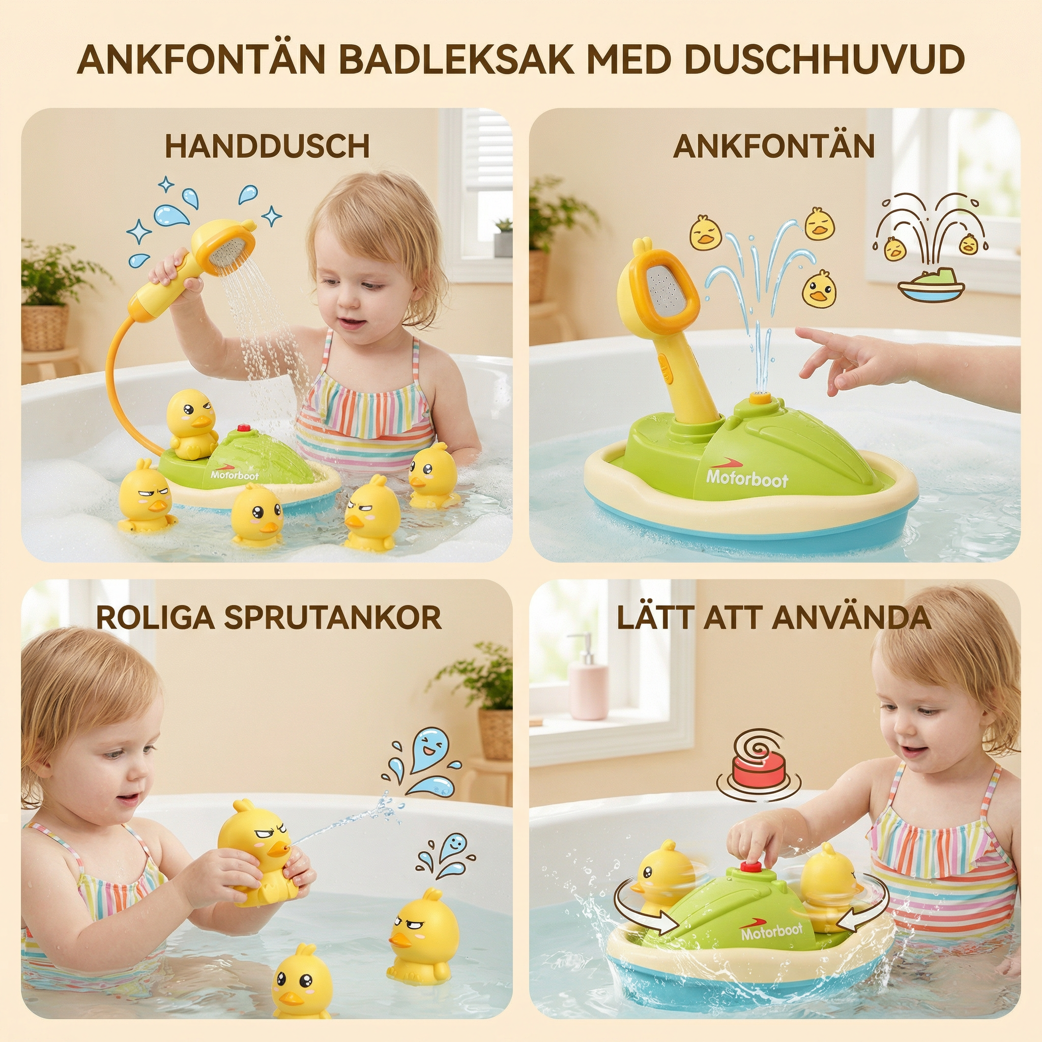 Bath Toy Boat Motorized Shower & Squirting Ducks
