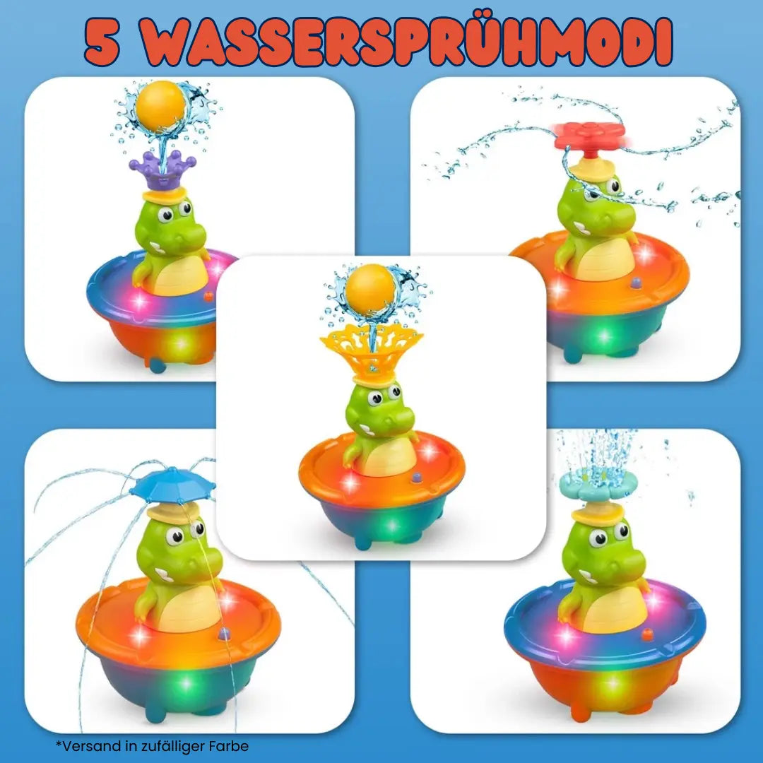 Bath Toy Crocodile Water-Activated LED Six Interchangeable Nozzles
