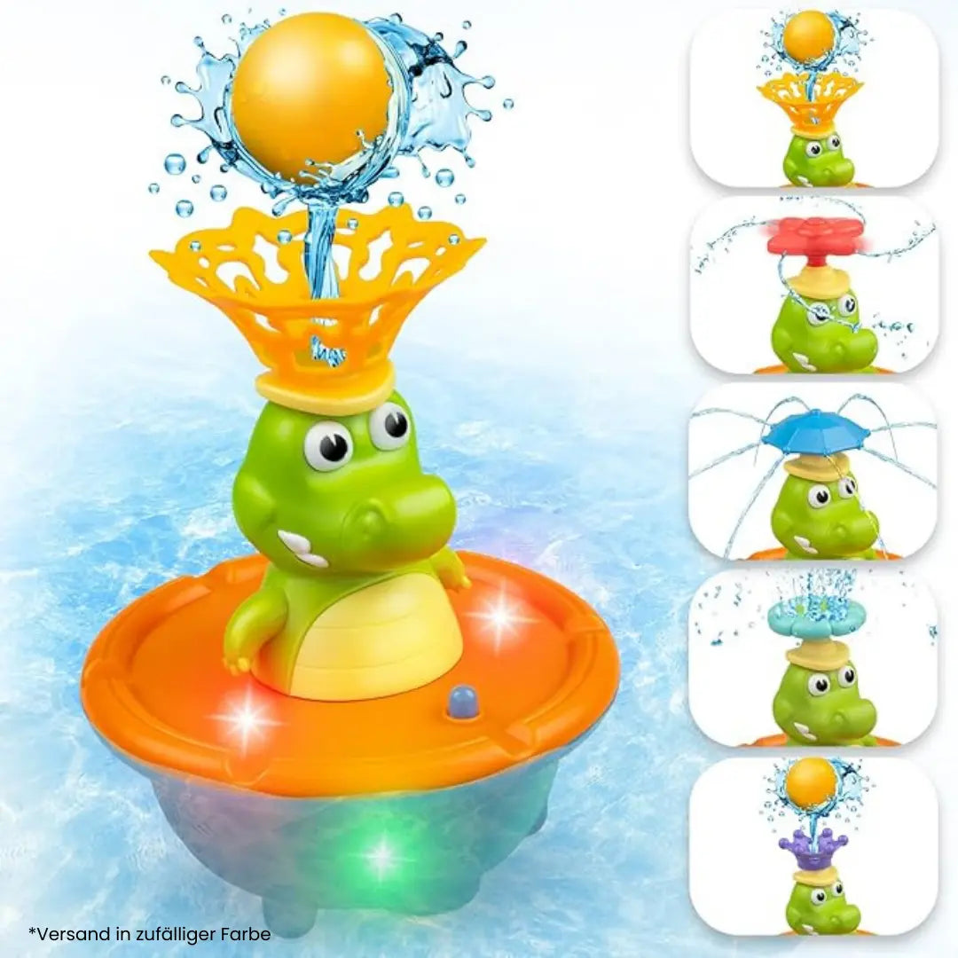 Bath Toy Crocodile Water-Activated LED Six Interchangeable Nozzles