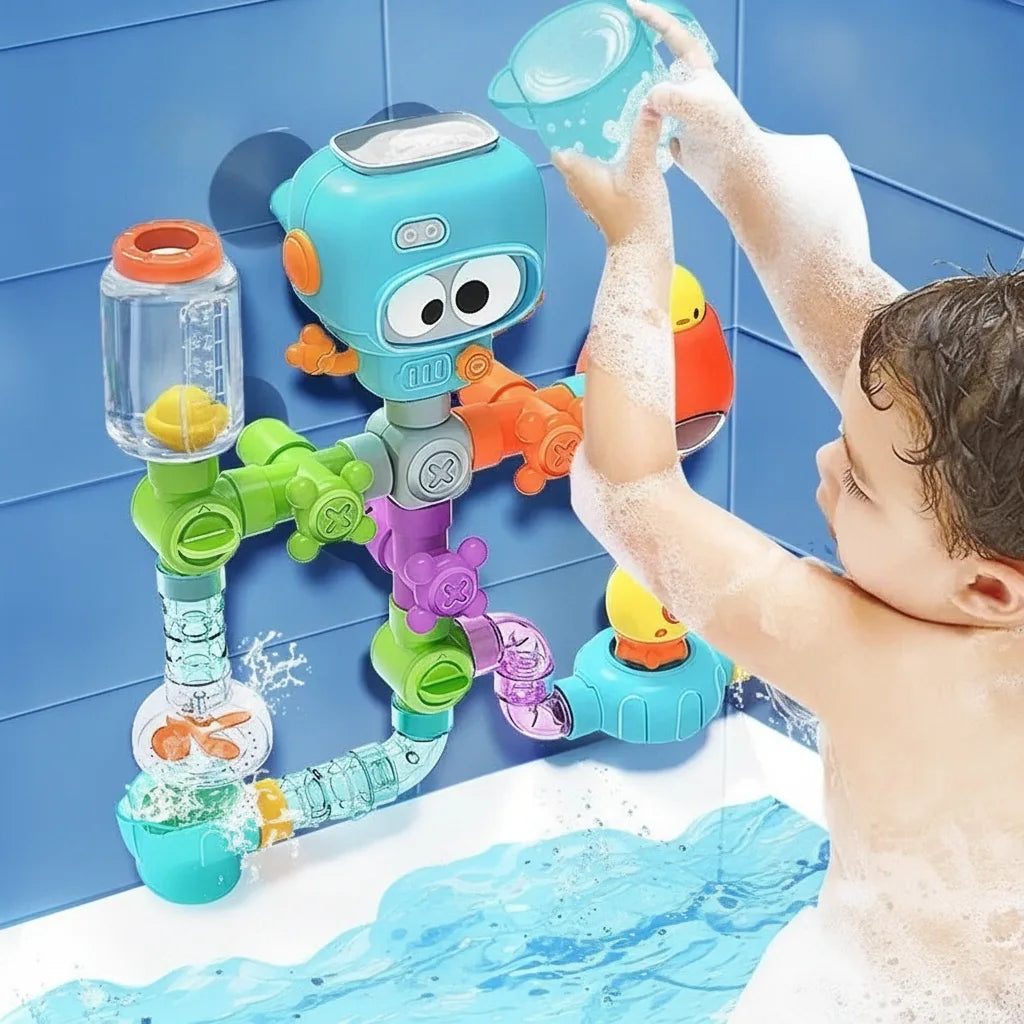 Bath Toy Set Interactive Pipes & Valves Suction-Cup Mount