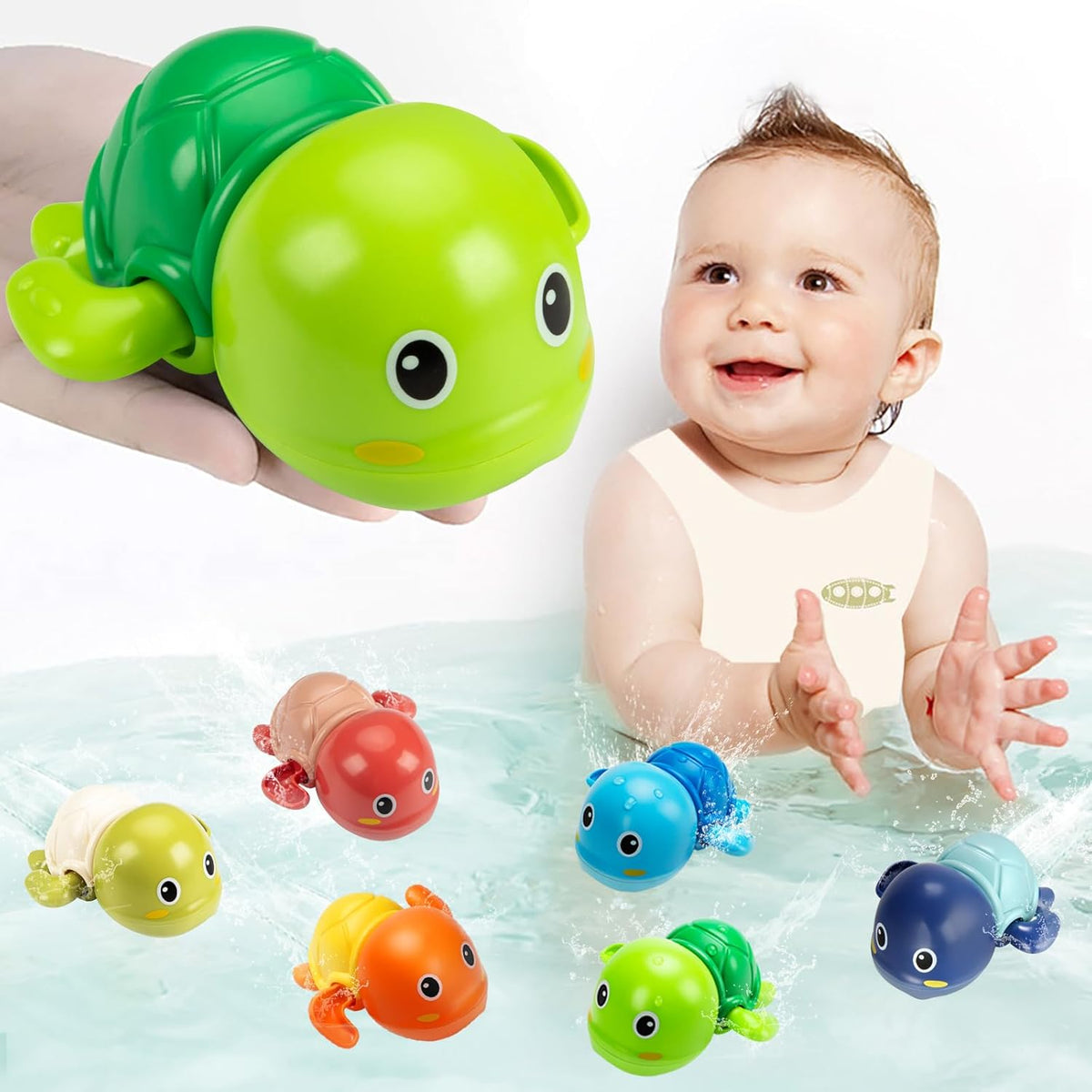 Bath Toy Set of 6 Wind-Up Battery-Free Quick-Drying