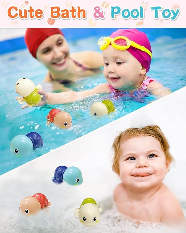 Bath Toy Set of 6 Wind-Up Battery-Free Quick-Drying