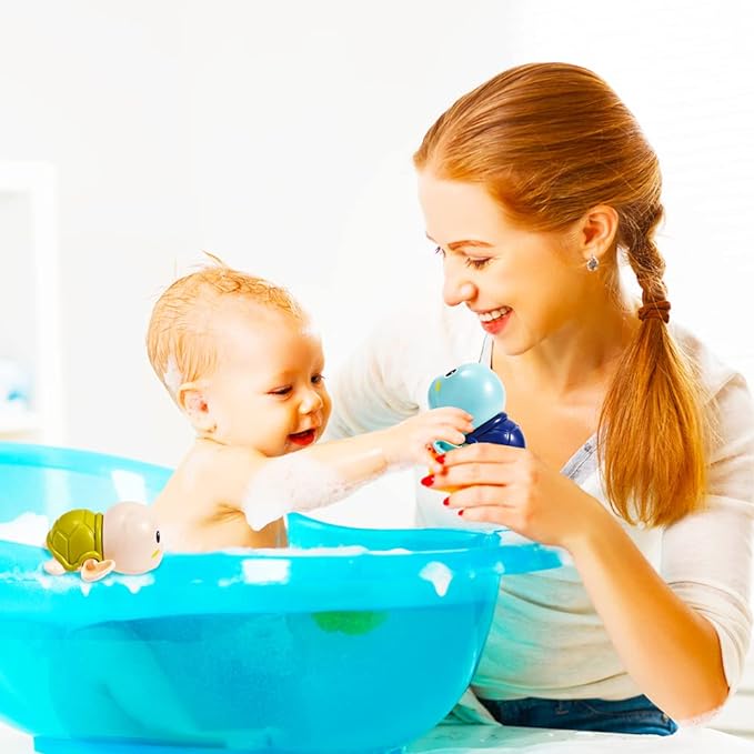 Bath Toy Set of 6 Wind-Up Battery-Free Quick-Drying