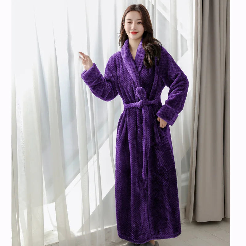 Bathrobe Long Plush Polyester Machine Washable