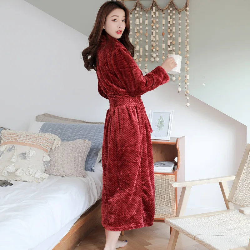 Bathrobe Long Plush Polyester Machine Washable