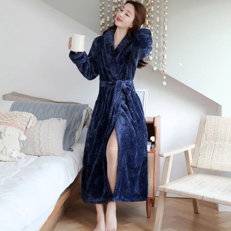 Bathrobe Long Plush Polyester Machine Washable
