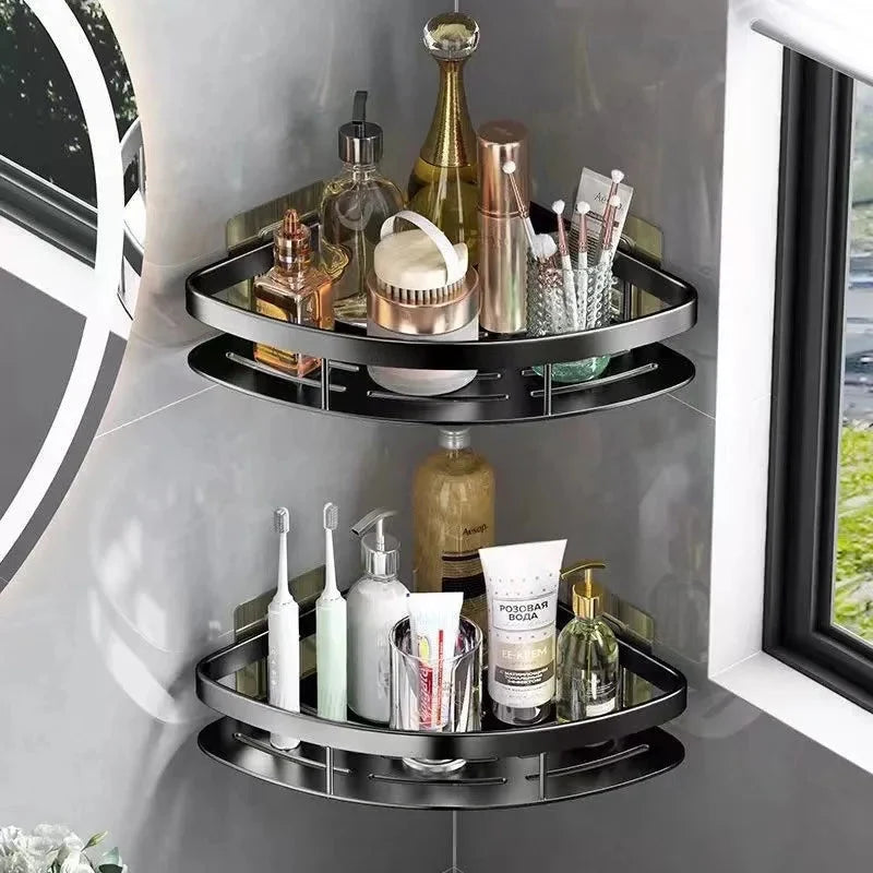 Bathroom Corner Shelf Aluminum Self-Adhesive Set of 2