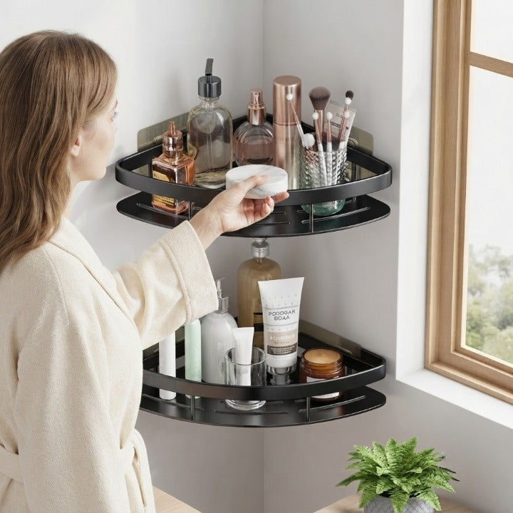 Bathroom Corner Shelf Self-Adhesive No-Drill Corrosion-Resistant Aluminum