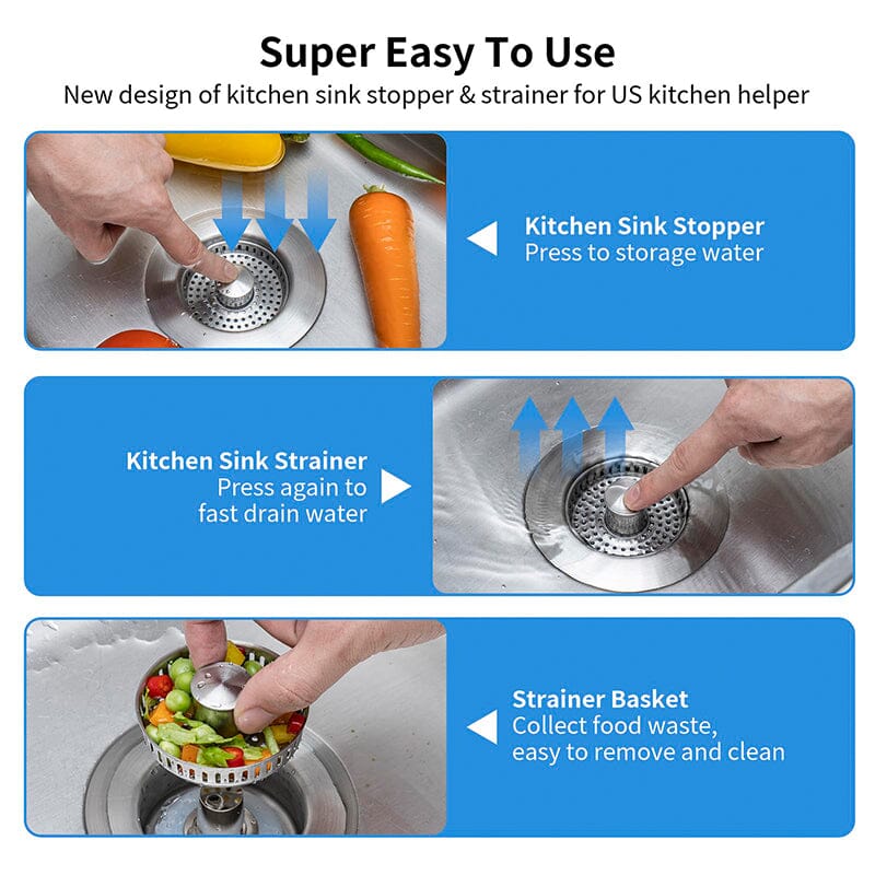 Bathroom Drain Strainer Pop-Up Stopper & Basket Filter