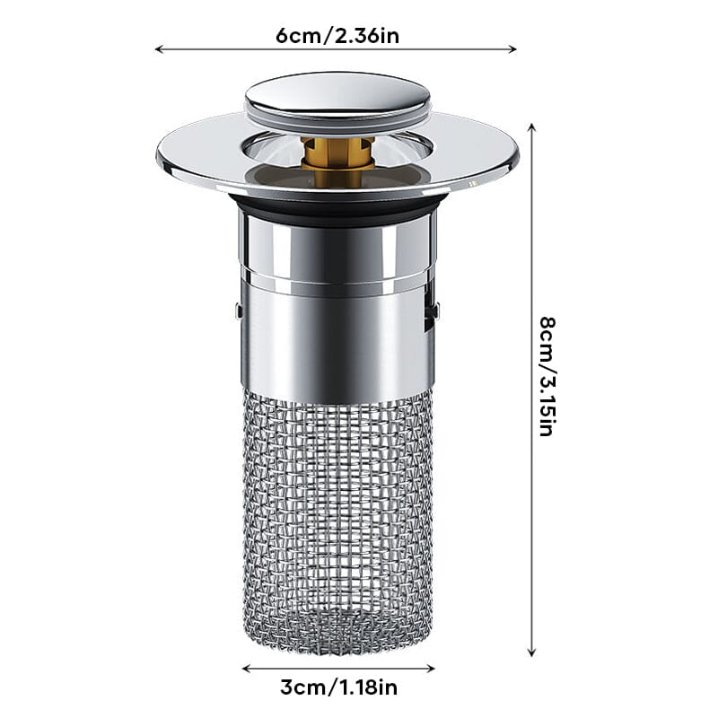 Bathroom Drain Strainer Pop-Up Stopper & Basket Filter