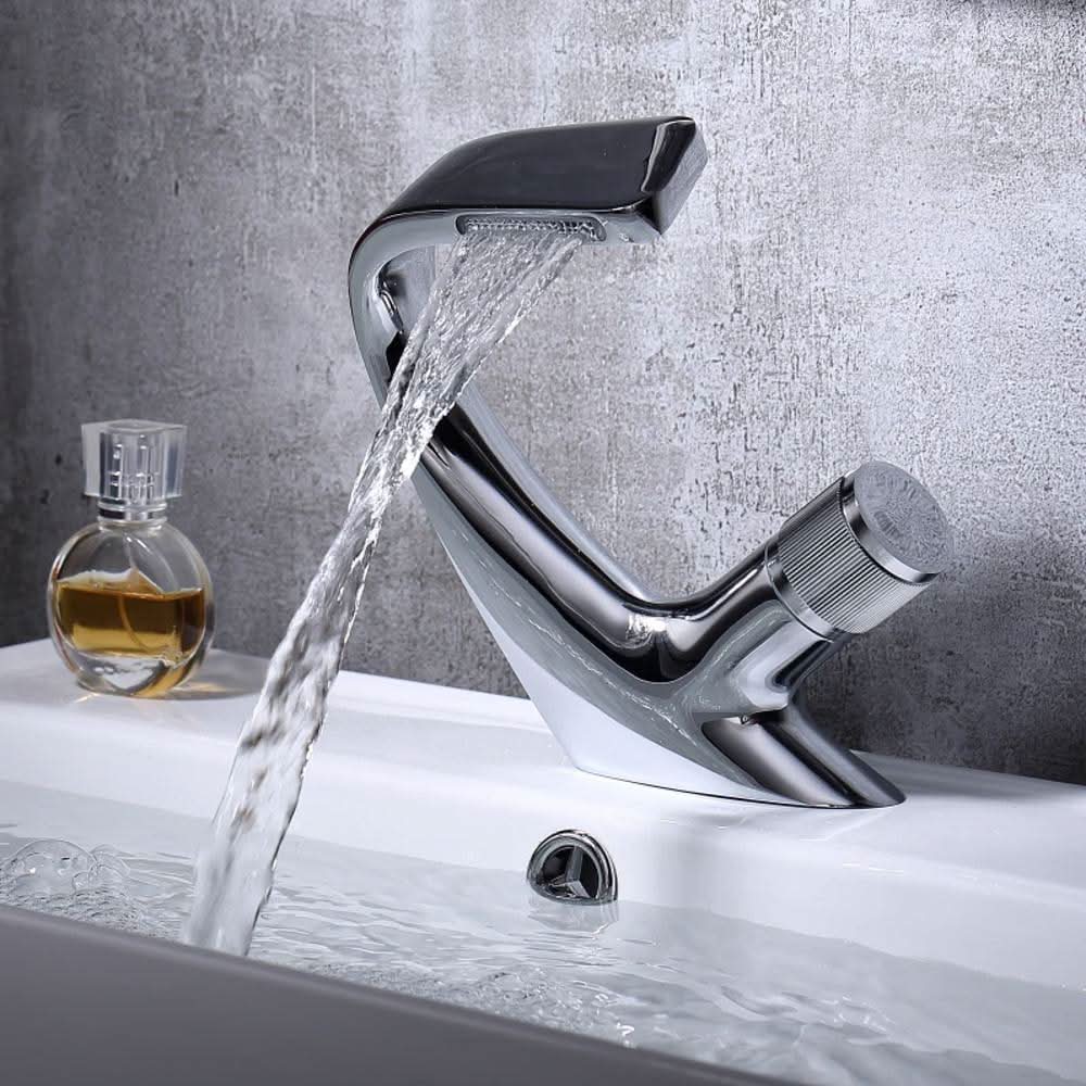 Bathroom Faucet Waterfall Spout Solid Brass Ceramic Cartridge