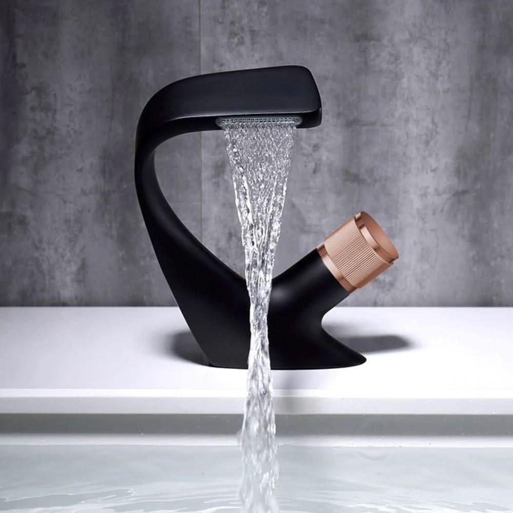 Bathroom Faucet Waterfall Spout Solid Brass Ceramic Cartridge