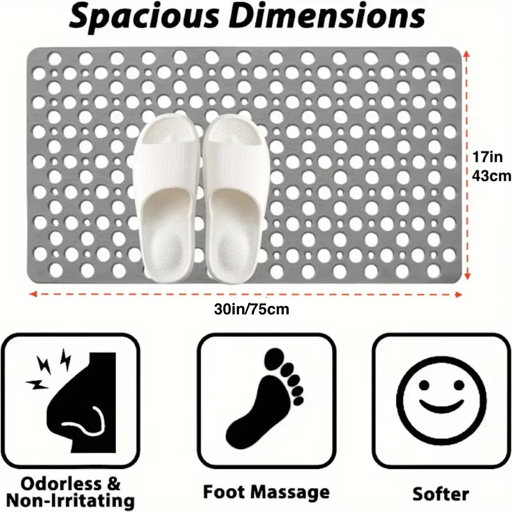 Bathroom Safety Mat Suction Cup Grip & Textured Non-Slip