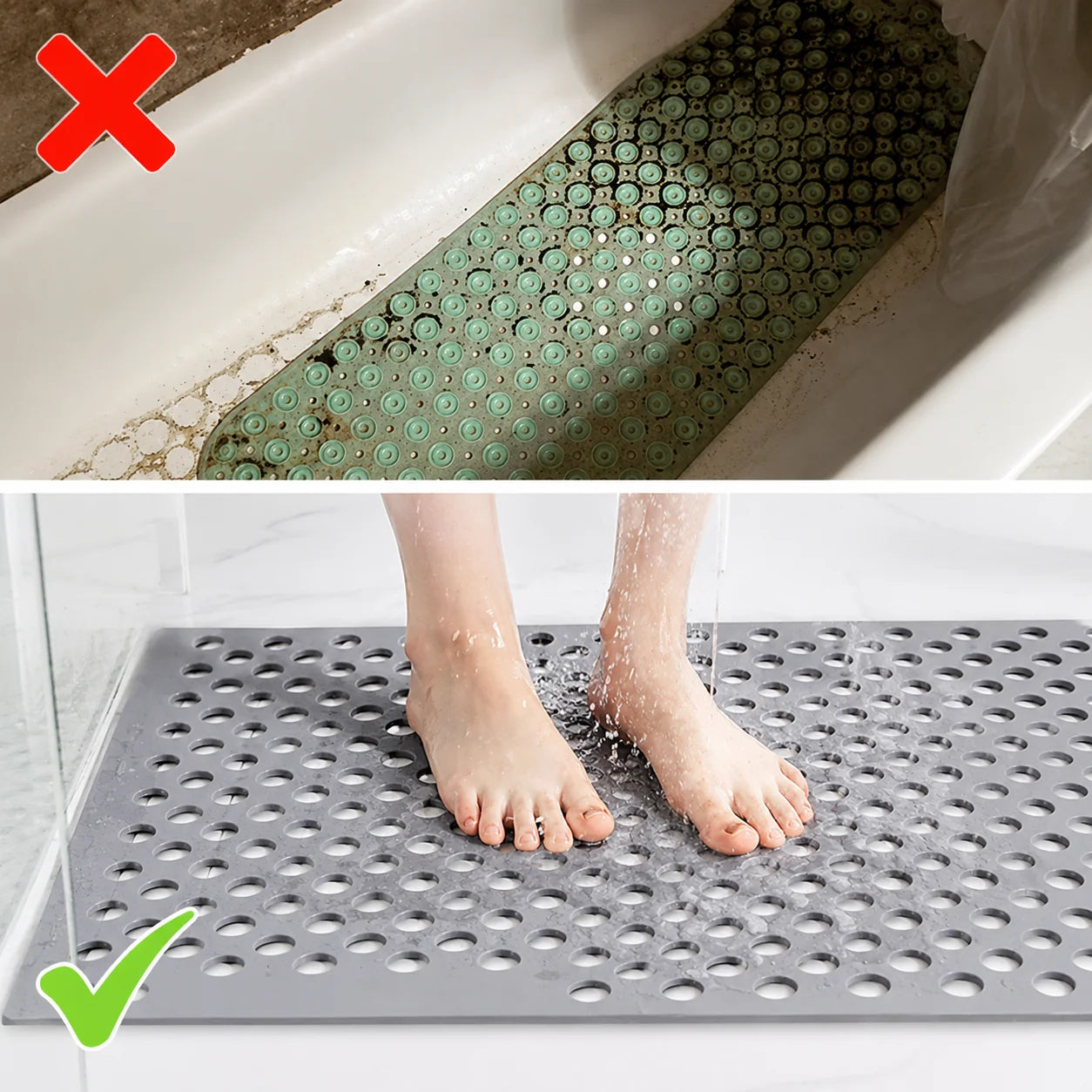 Bathroom Safety Mat Suction Cup Grip & Textured Non-Slip