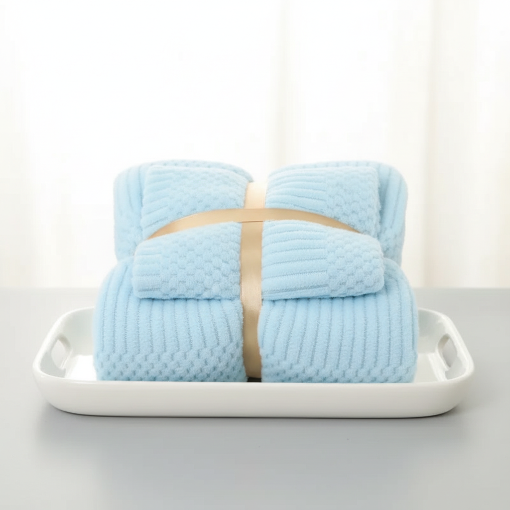 Bathroom Towel Set 2-Piece Coral Fleece High Absorbency