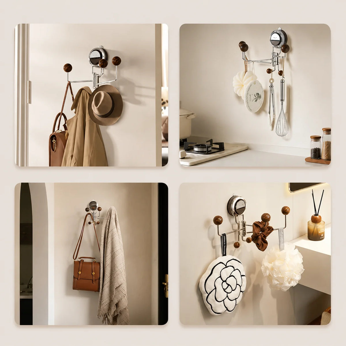 Bathroom Wall Hook Stainless Steel Suction Cup 360° Rotatable