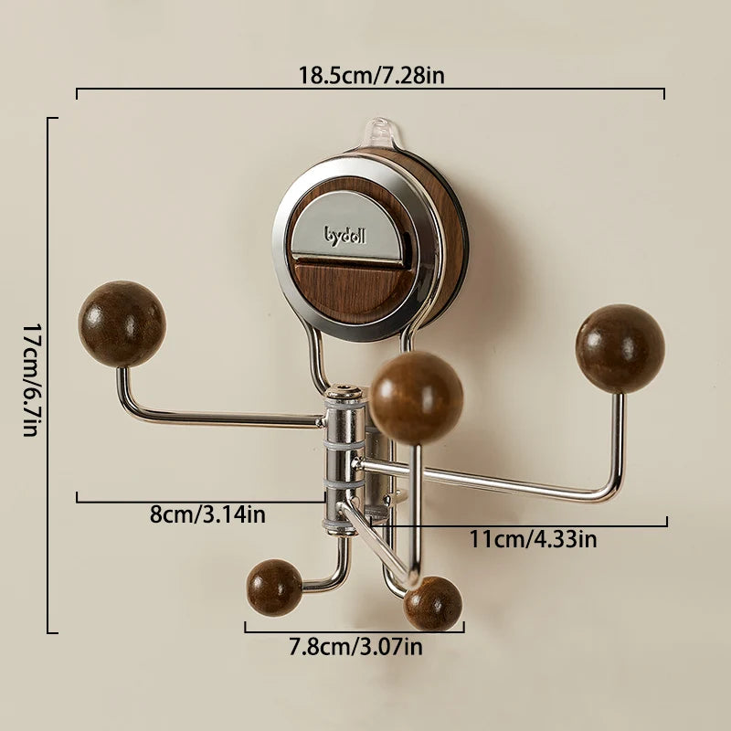 Bathroom Wall Hook Stainless Steel Suction Cup 360° Rotatable