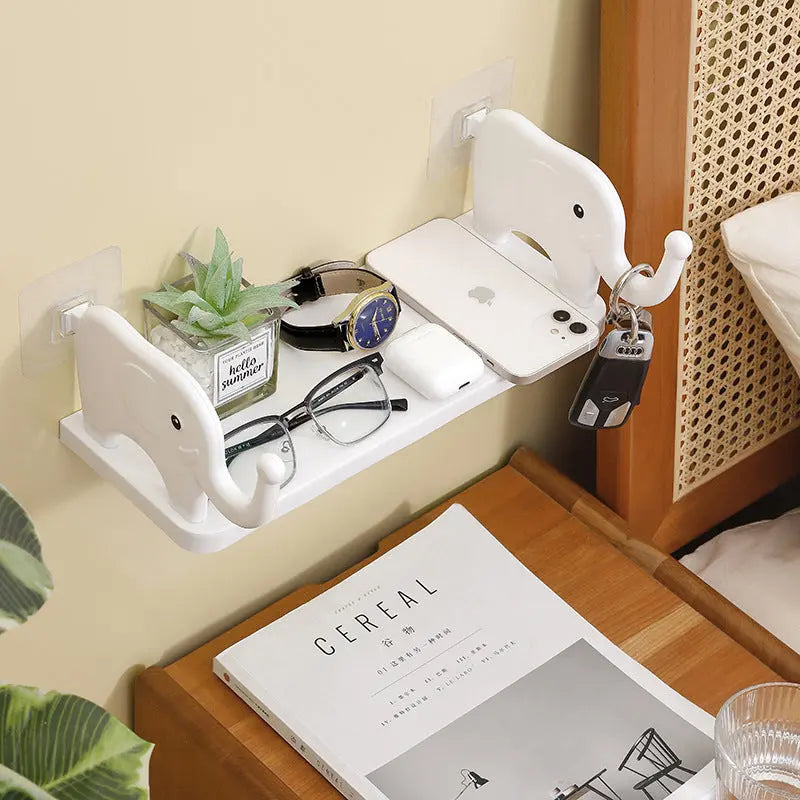 Bathroom Wall Shelf Elephant Design Suction Mount & No-Drill