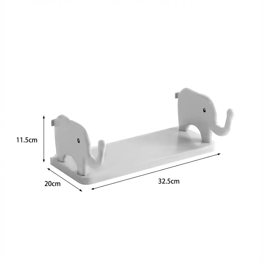Bathroom Wall Shelf Elephant Design Suction Mount & No-Drill