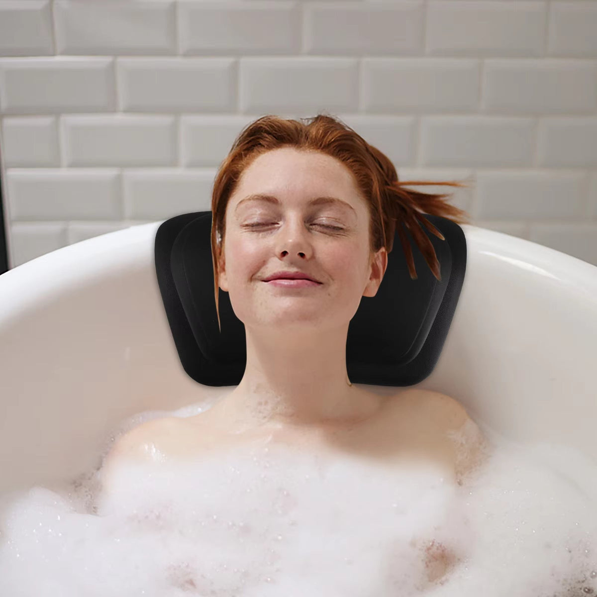 Bathtub Pillow Ergonomic Neck Support & Non-Slip Suction Cups