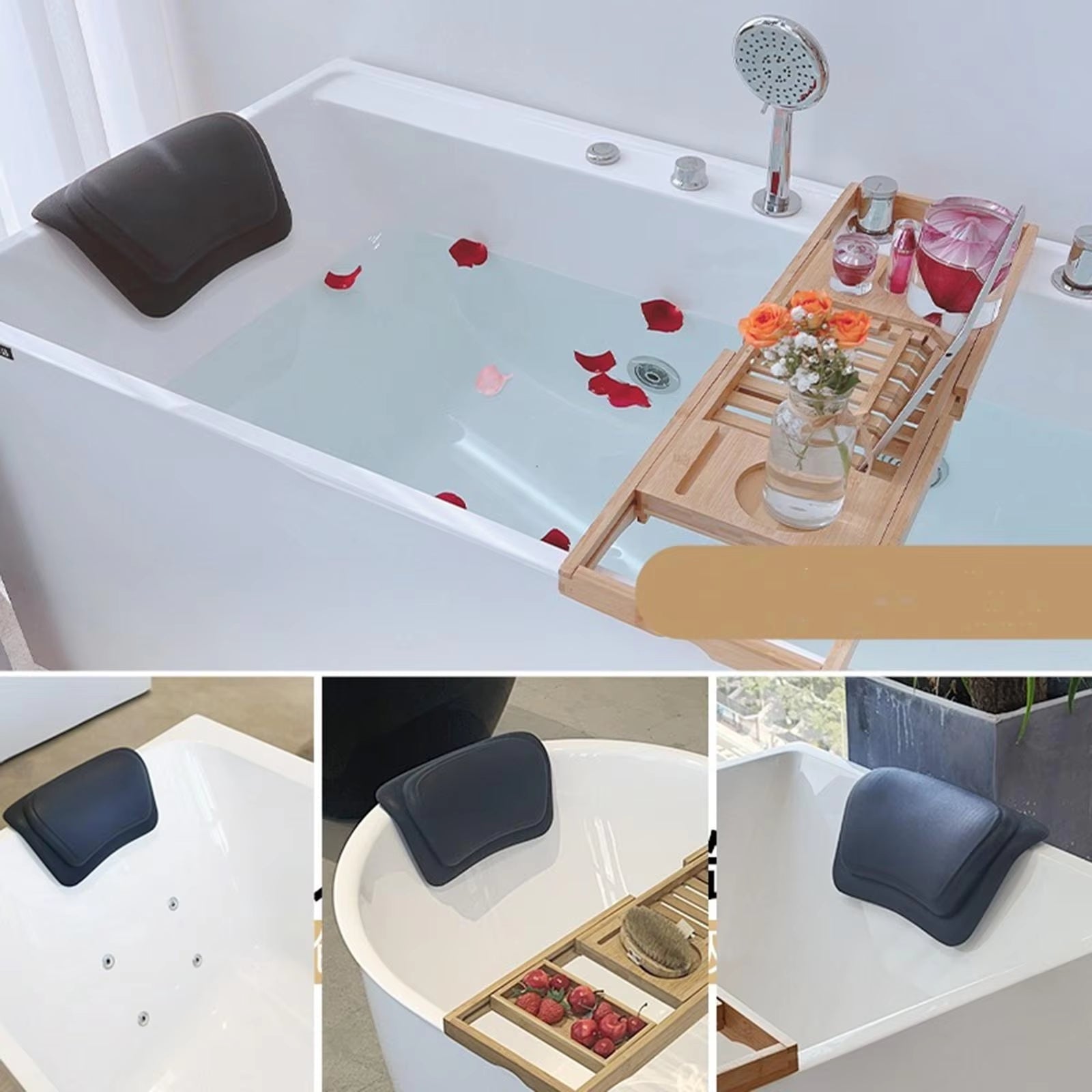 Bathtub Pillow Ergonomic Neck Support & Non-Slip Suction Cups