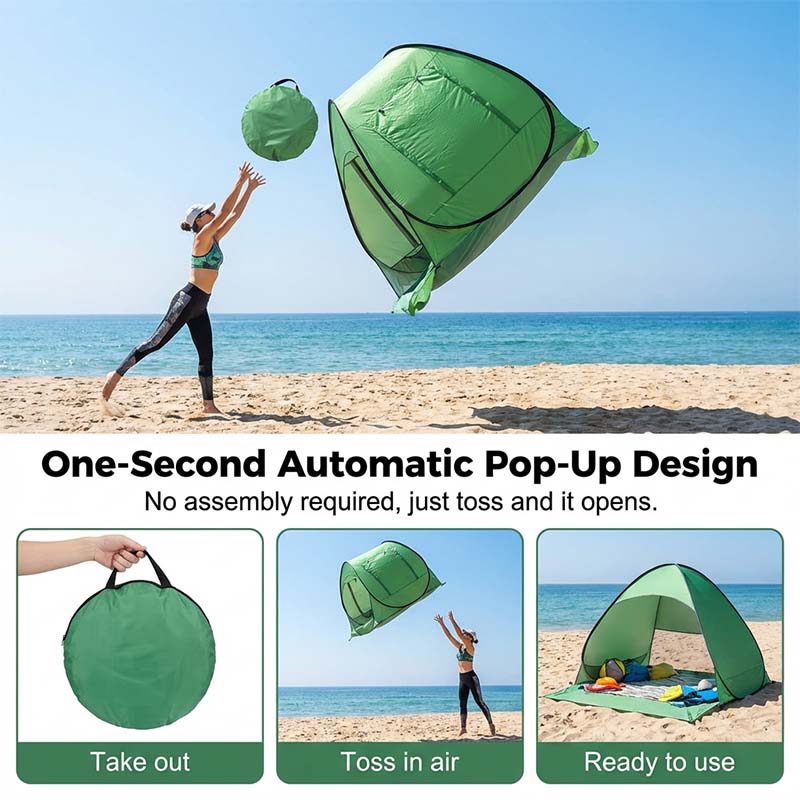 Beach Tent 1-Second Pop-Up Silver-Coated Oxford Fabric
