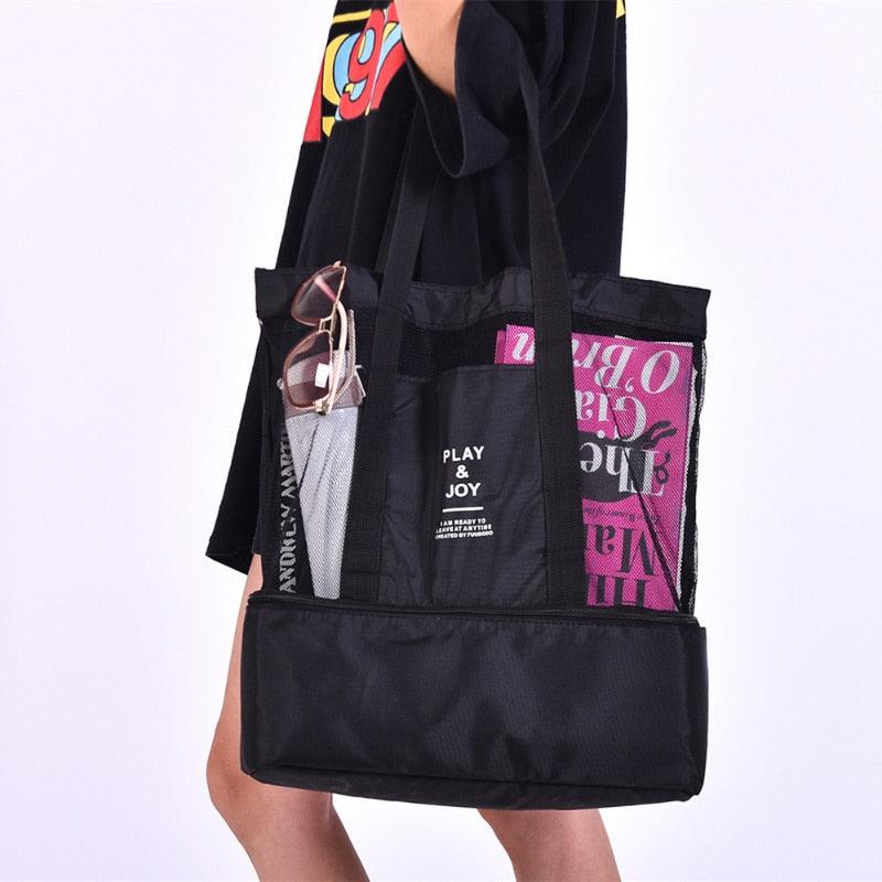 Beach Tote Mesh Top & Insulated Cooler