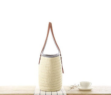 Beach Tote Spacious Woven Leather Handles