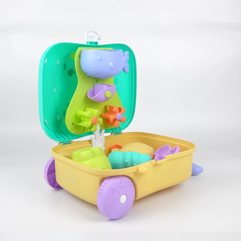 Beach Toy Trolley Extendable Handle Wheels & Sand Tools