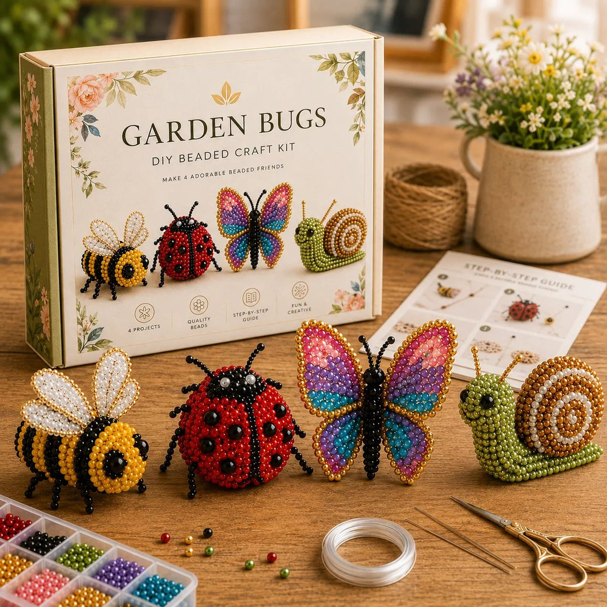 Bead Kit 3D Animal Figures Glass Beads & Thread
