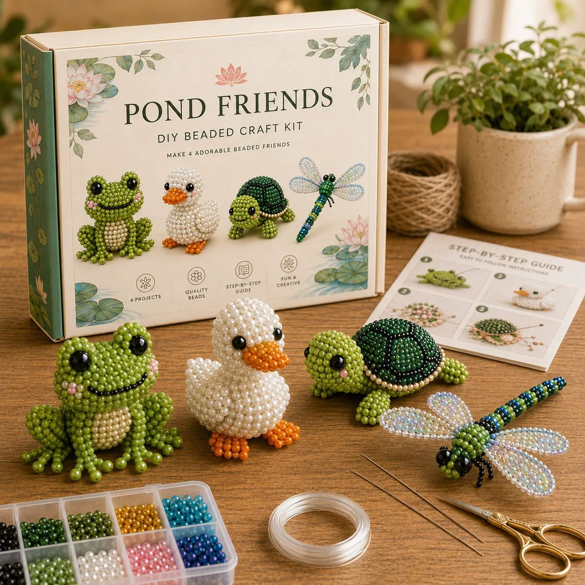 Bead Kit 3D Animal Figures Glass Beads & Thread