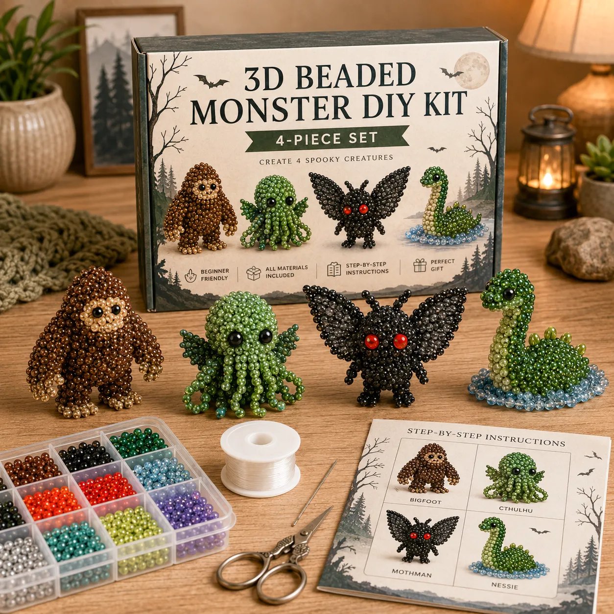 Bead Kit 3D Animal Figures Glass Beads & Thread