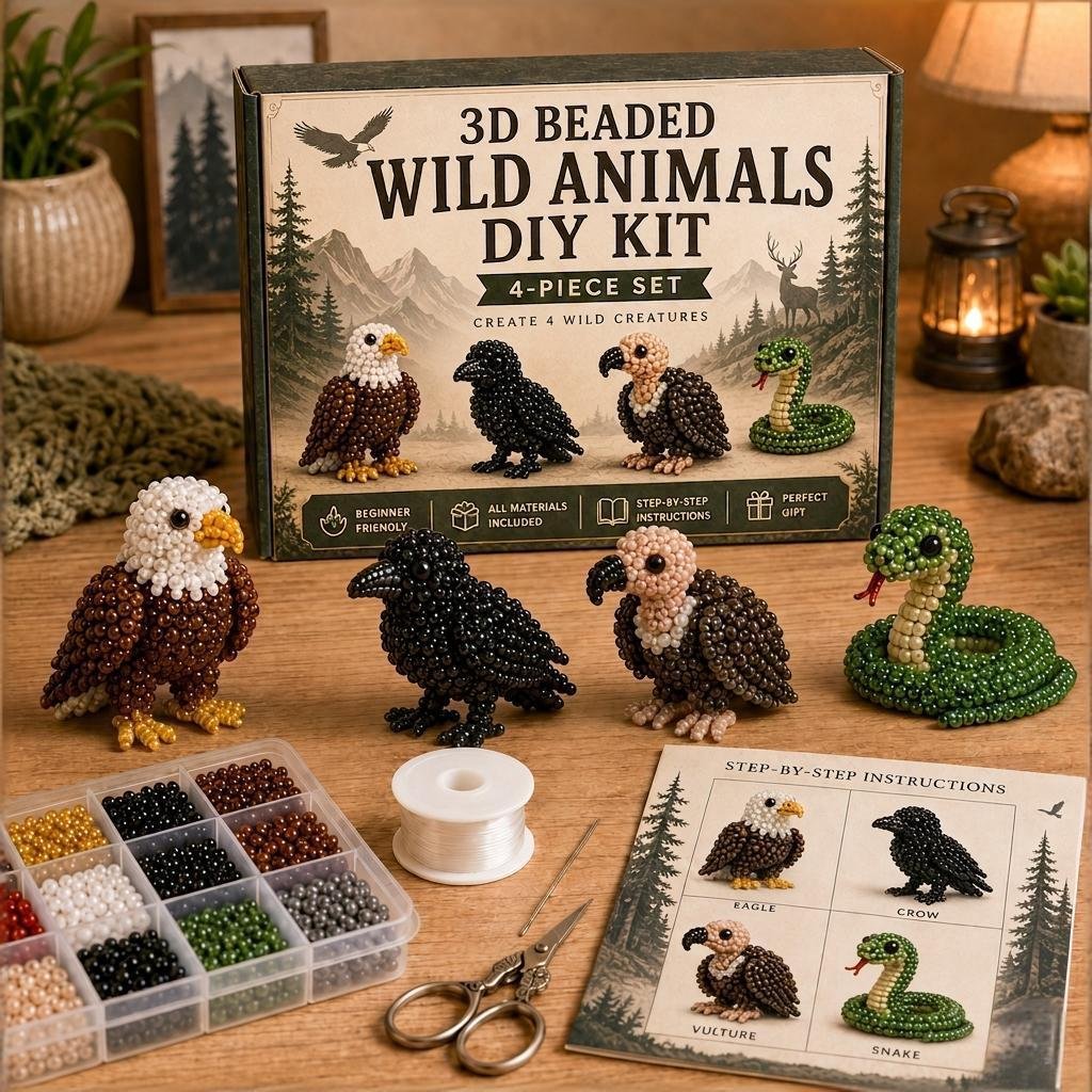 Bead Kit 3D Animal Figures Glass Beads & Thread