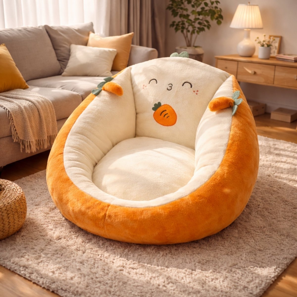 Bean Bag Chair Plush Velour Deep Seating Non-Slip Bottom