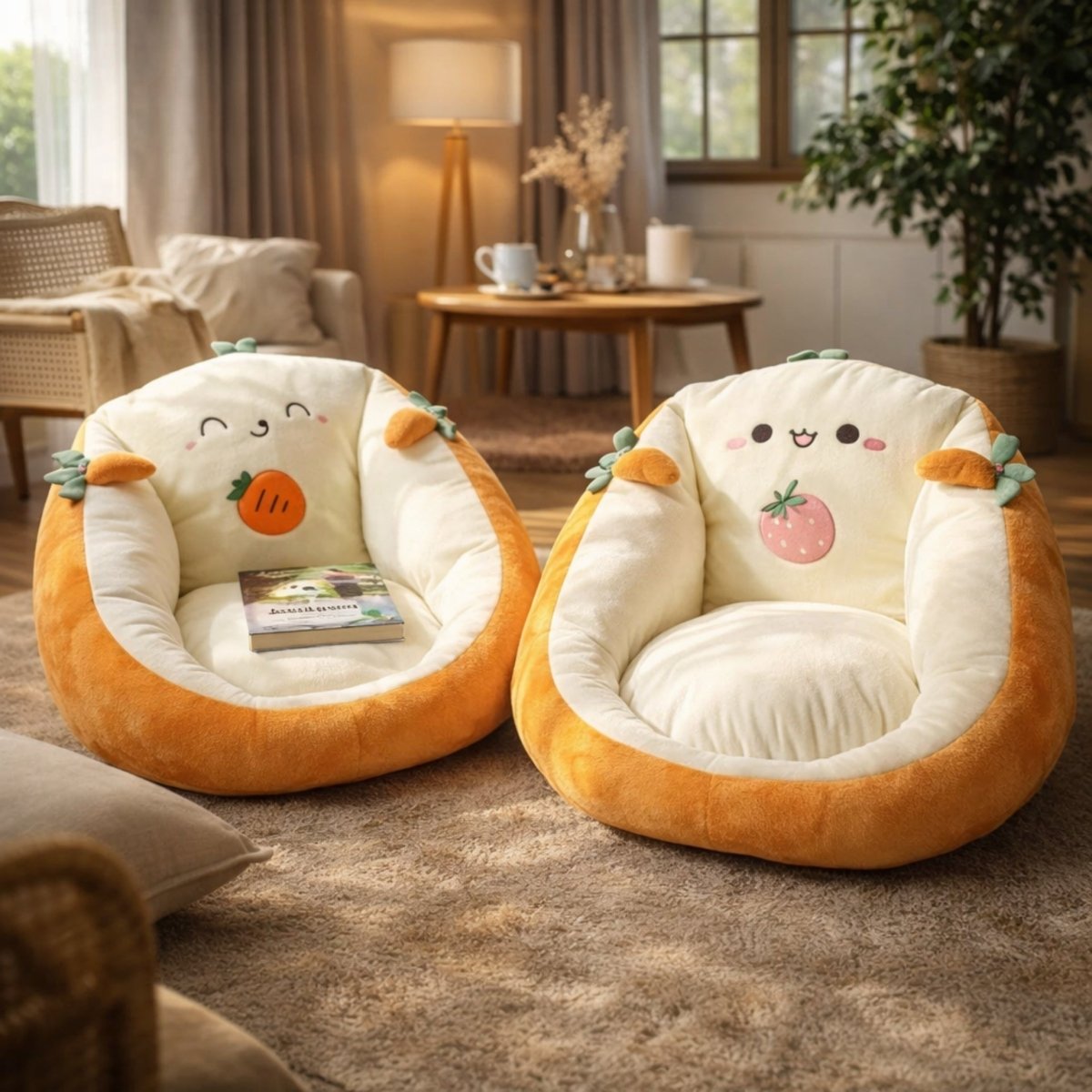 Bean Bag Chair Plush Velour Deep Seating Non-Slip Bottom