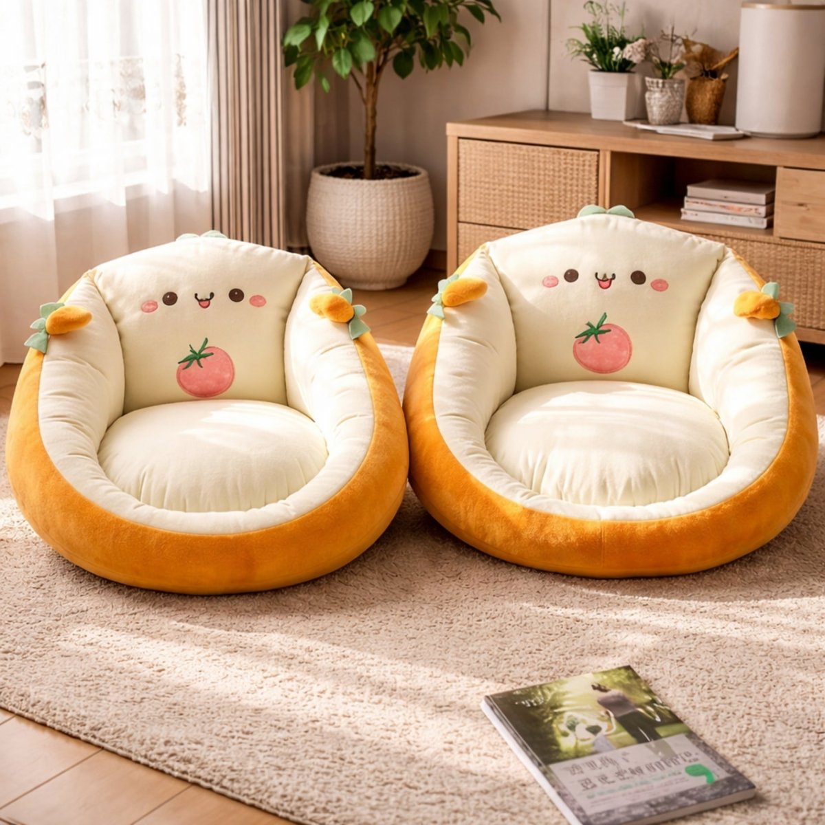 Bean Bag Chair Plush Velour Deep Seating Non-Slip Bottom