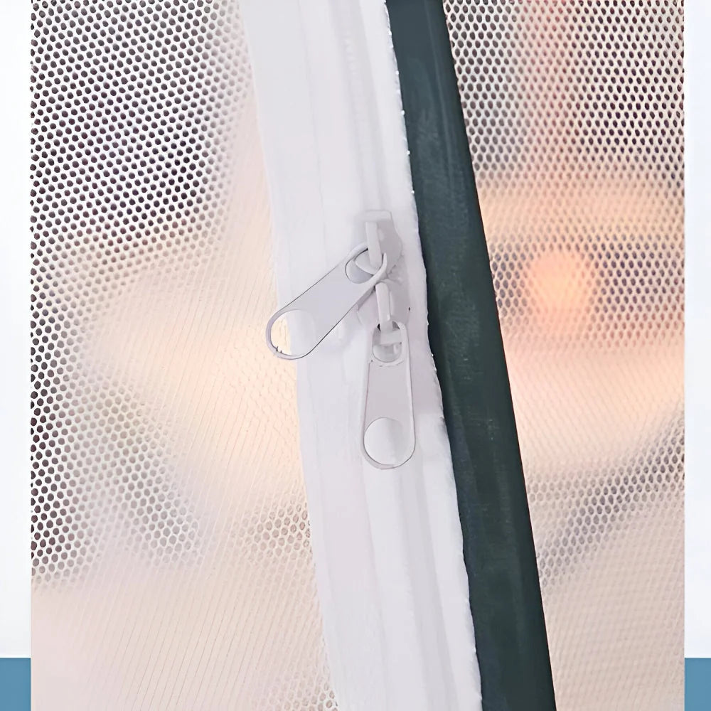 Bed Mosquito Net Foldable Round Frame Two-Way Metal Zipper