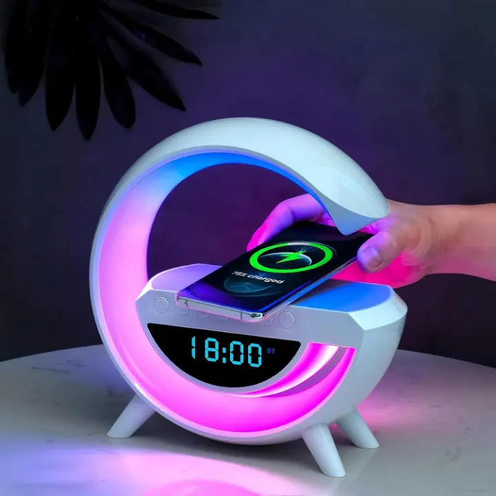 Bedside Alarm Clock Lamp Bluetooth Speaker & Qi Charging