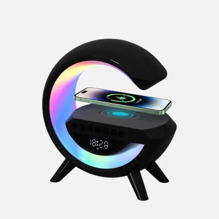 Bedside Alarm Clock Lamp Bluetooth Speaker & Qi Charging