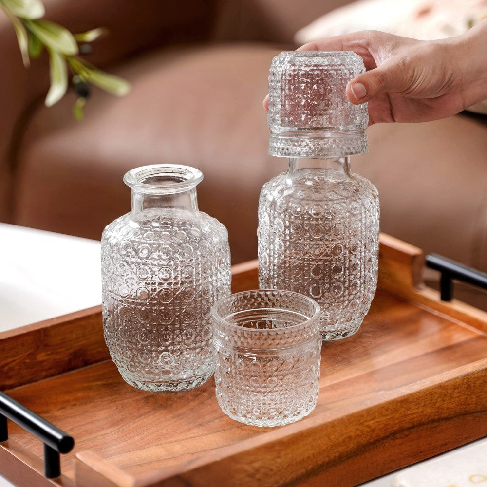 Bedside Carafe Set Stackable Glass Dishwasher-Safe