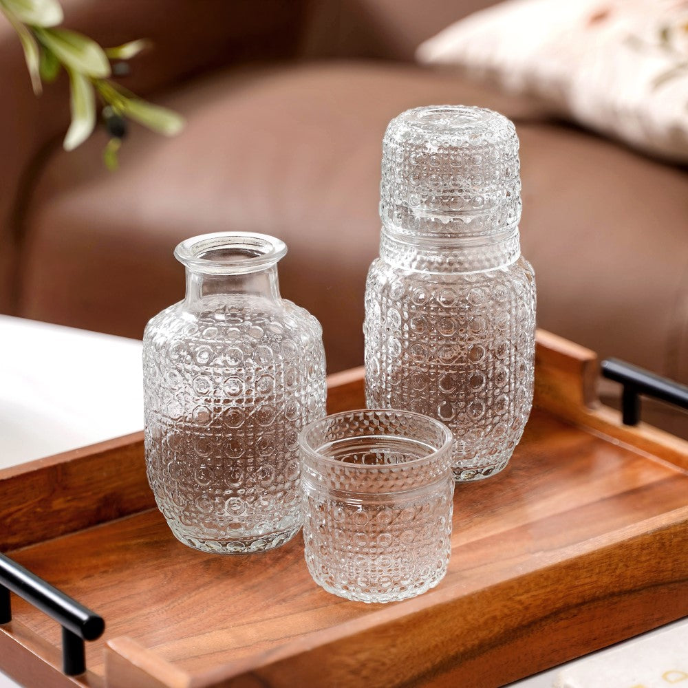 Bedside Carafe Set Stackable Glass Dishwasher-Safe